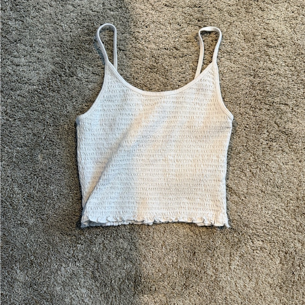 Hollister White Textured Tank Top